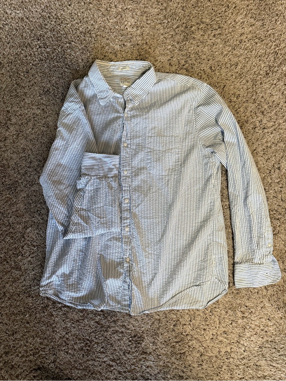 J.Crew Blue and White Seersucker shirt